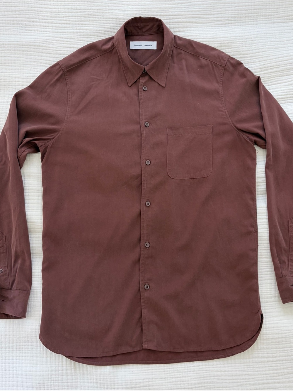 SAMSOE Men's Rust-Brown Long Sleeve Button Shirt